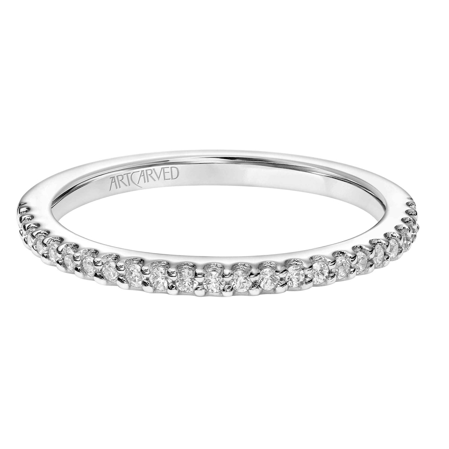 ArtCarved Classic 1/5 ct. tw. Round Diamond Wedding Band in 14K White Gold