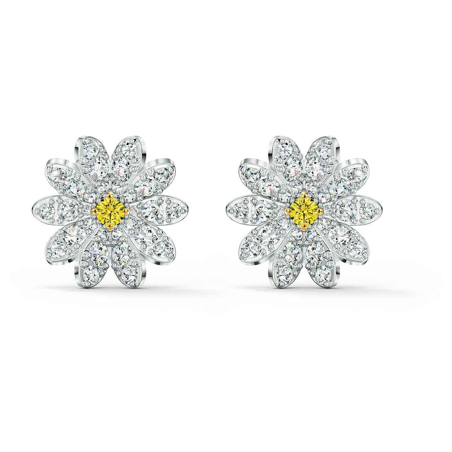 Swarovski Eternal Flower Crystal Daisy Stud Earrings in Silver Rhodium Plating