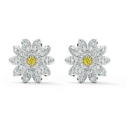 Swarovski Eternal Flower Crystal Daisy Stud Earrings in Silver Rhodium Plating