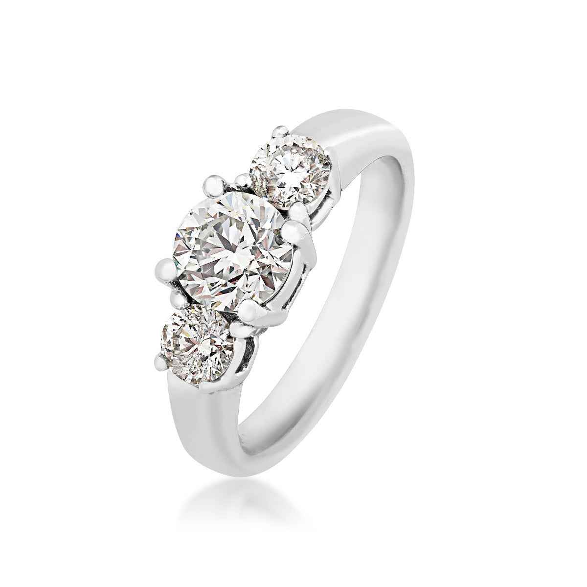 1-1/2 ct. tw. Round Brilliant 3-Stone Diamond Anniversary Ring in 14K White Gold front view