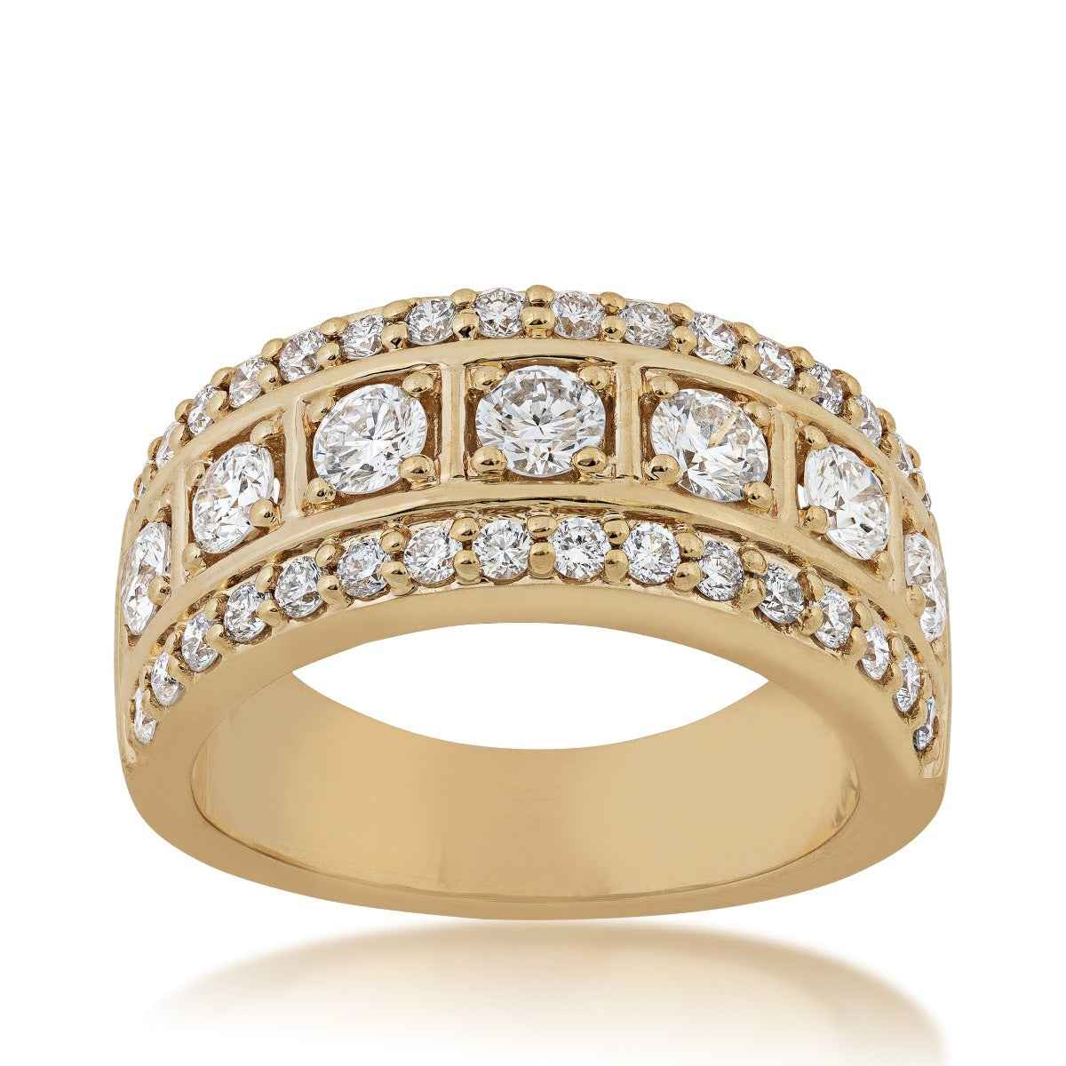 Adamante 1-1/2 ct. tw. Lab-Grown Diamond Multi-Row Anniversary Ring in 14K Yellow Gold