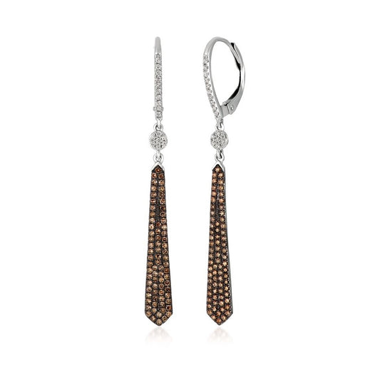 Le Vian 1/2 ct. tw. Chocolate & Vanilla Diamond Pave Dangle Earrings in 14K Vanilla Gold