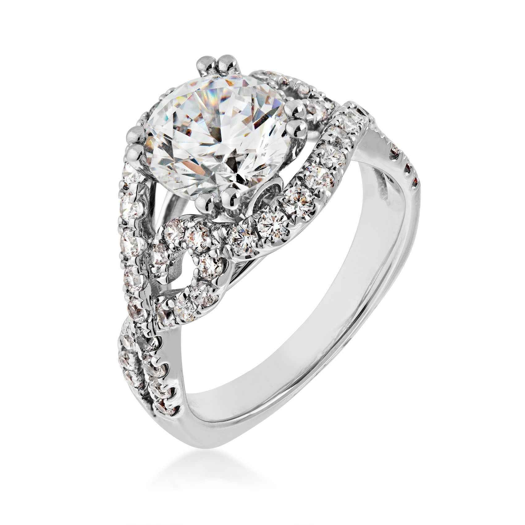 Valina 3/4 ct. tw. Diamond Filigree Inspired Semi-Mount Engagement Ring in 14K Whte Gold