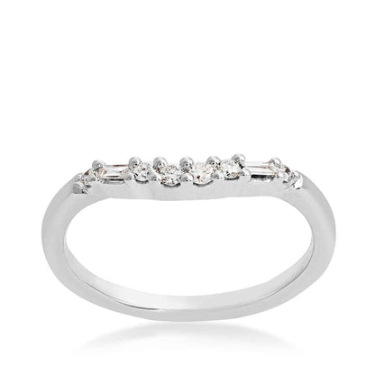 Perfect Match 1/6 ct. tw. Round & Baguette Contour Diamond Stackable Anniversary Band in 10K White Gold