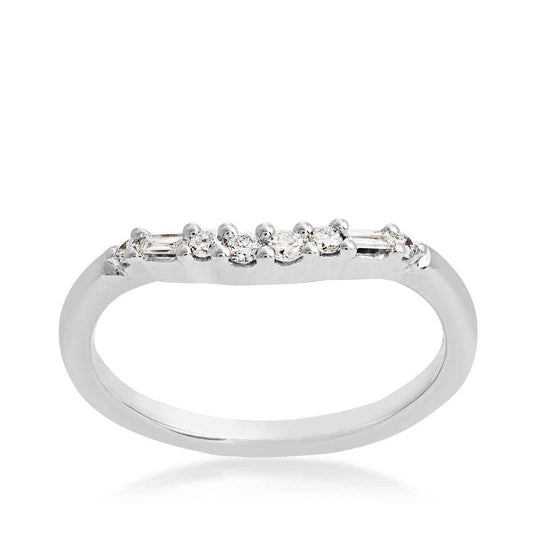 Perfect Match 1/6 ct. tw. Round & Baguette Contour Diamond Stackable Anniversary Band in 10K White Gold