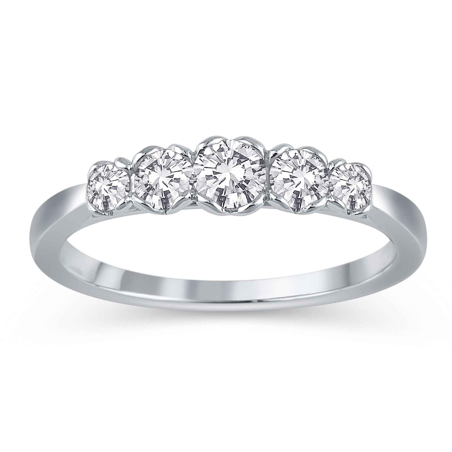 1/2 ct. tw. Round 5-Stone Anniversary Wedding Band in 14K White Gold