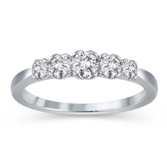 1/2 ct. tw. Round 5-Stone Anniversary Wedding Band in 14K White Gold