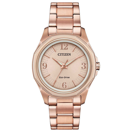 Citizen Ladies' Analog Stainless Steel Watch with Rose Colored Bracelet and Dial