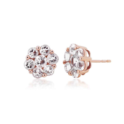Morganite Cluster Earrings in 10K Pink Gold