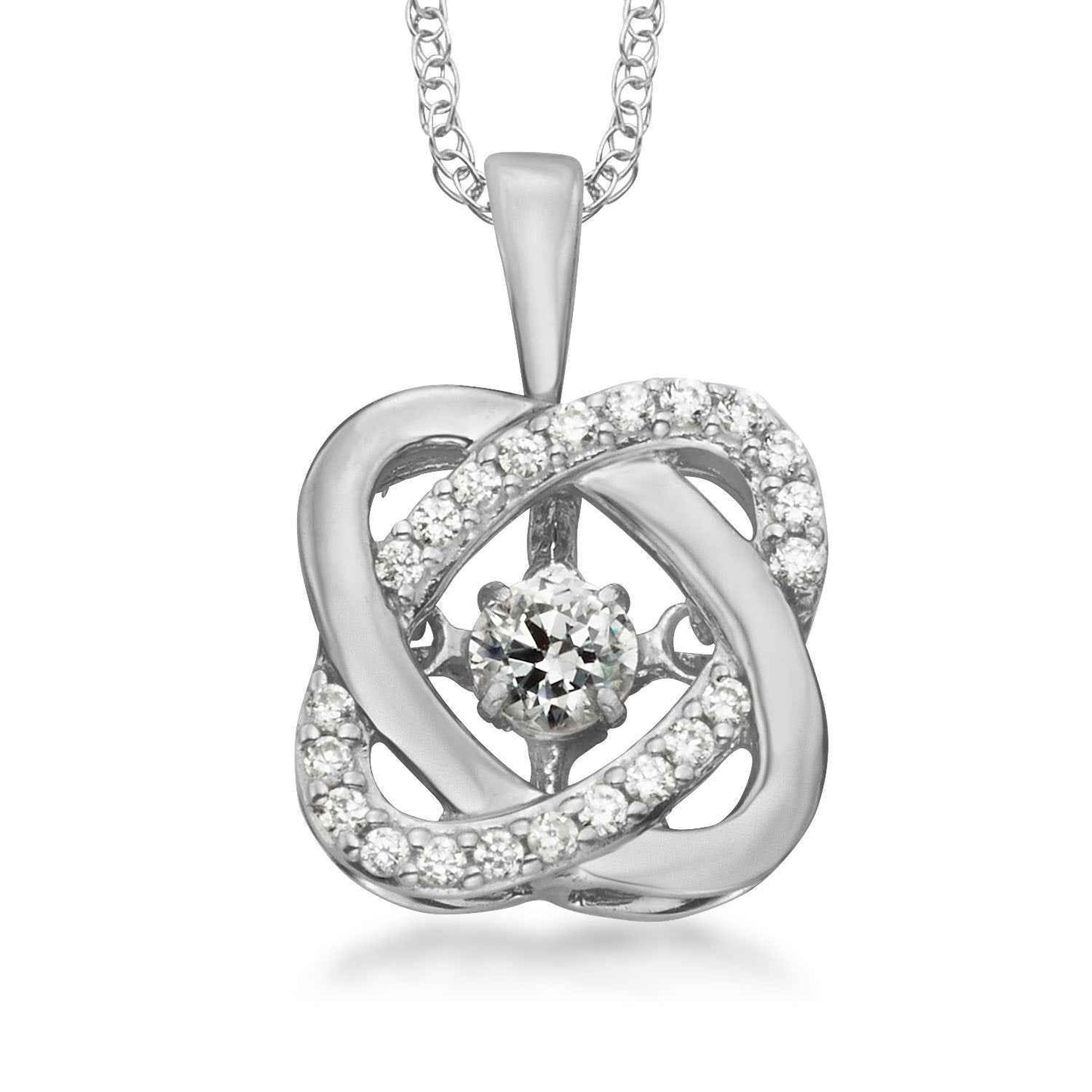 1/4 ct. tw. Round Twinkling Diamond Knot Pendant in 10K White Gold
