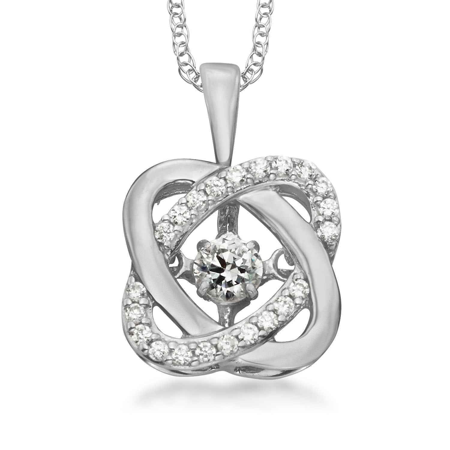 1/4 ct. tw. Round Twinkling Diamond Knot Pendant in 10K White Gold