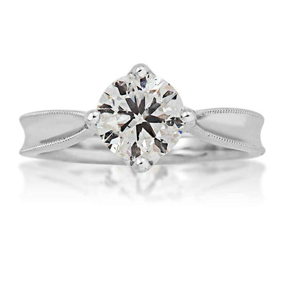 Canadian Rocks 1 ct. tw. Round Diamond Solitaire Engagement Ring with Milgrain Edge Detailing in 14K White close-up detail