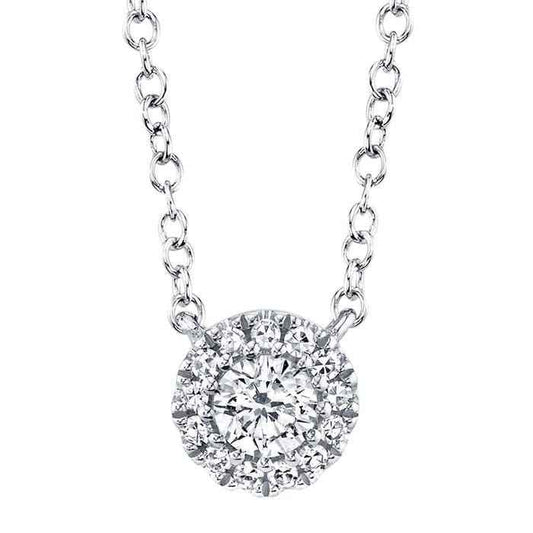 Shy Creation 1/7 ct. tw. Halo Pendant in 14K White Gold