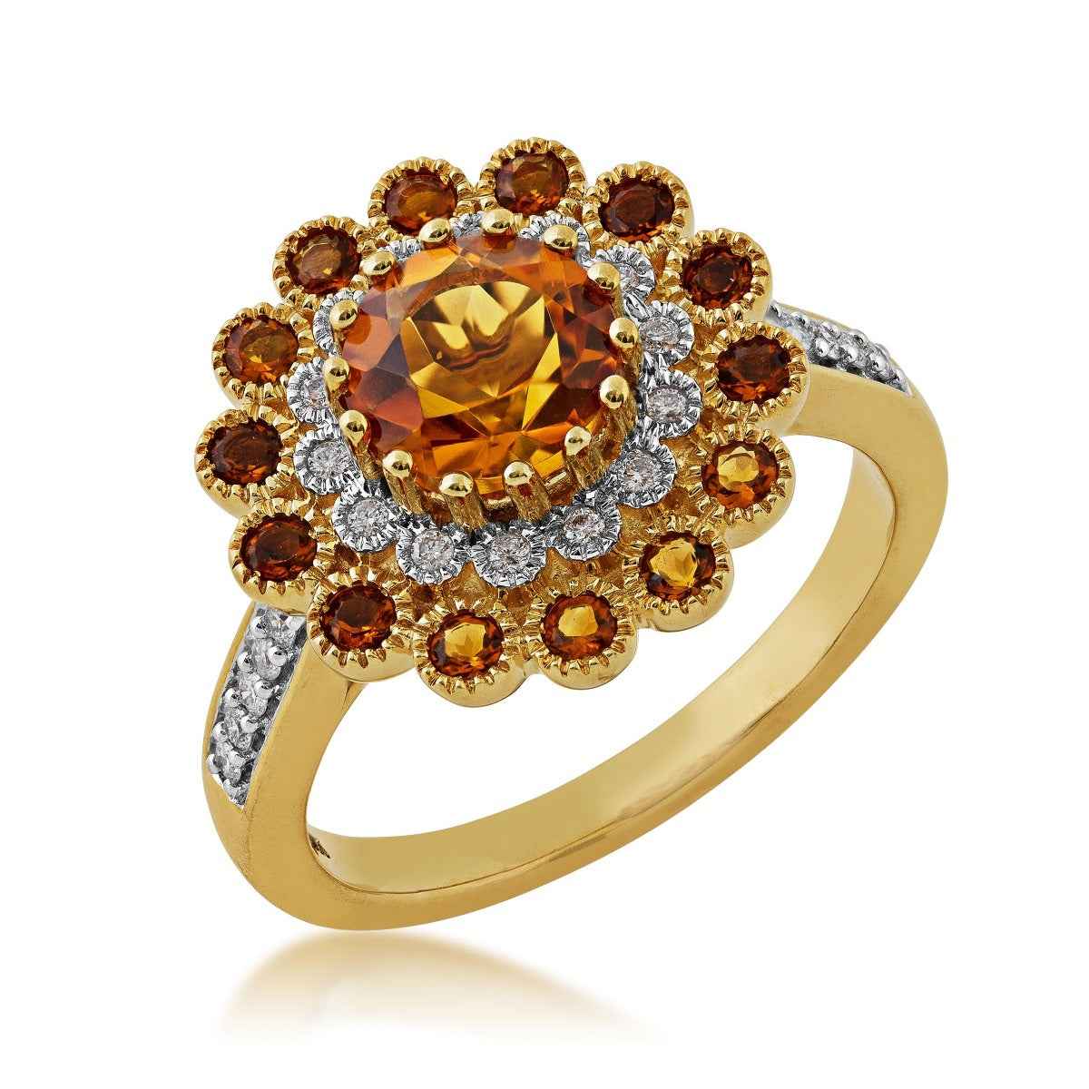 Madeira Citrine and 1/7 ct. tw. Diamond Ring in 10K Yellow Gold front view