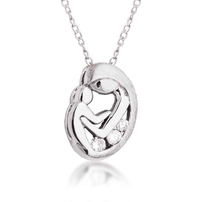 1/10 ct. tw. 3-Stone Diamond Mom & Child Sliding Pendant in Sterling Silver