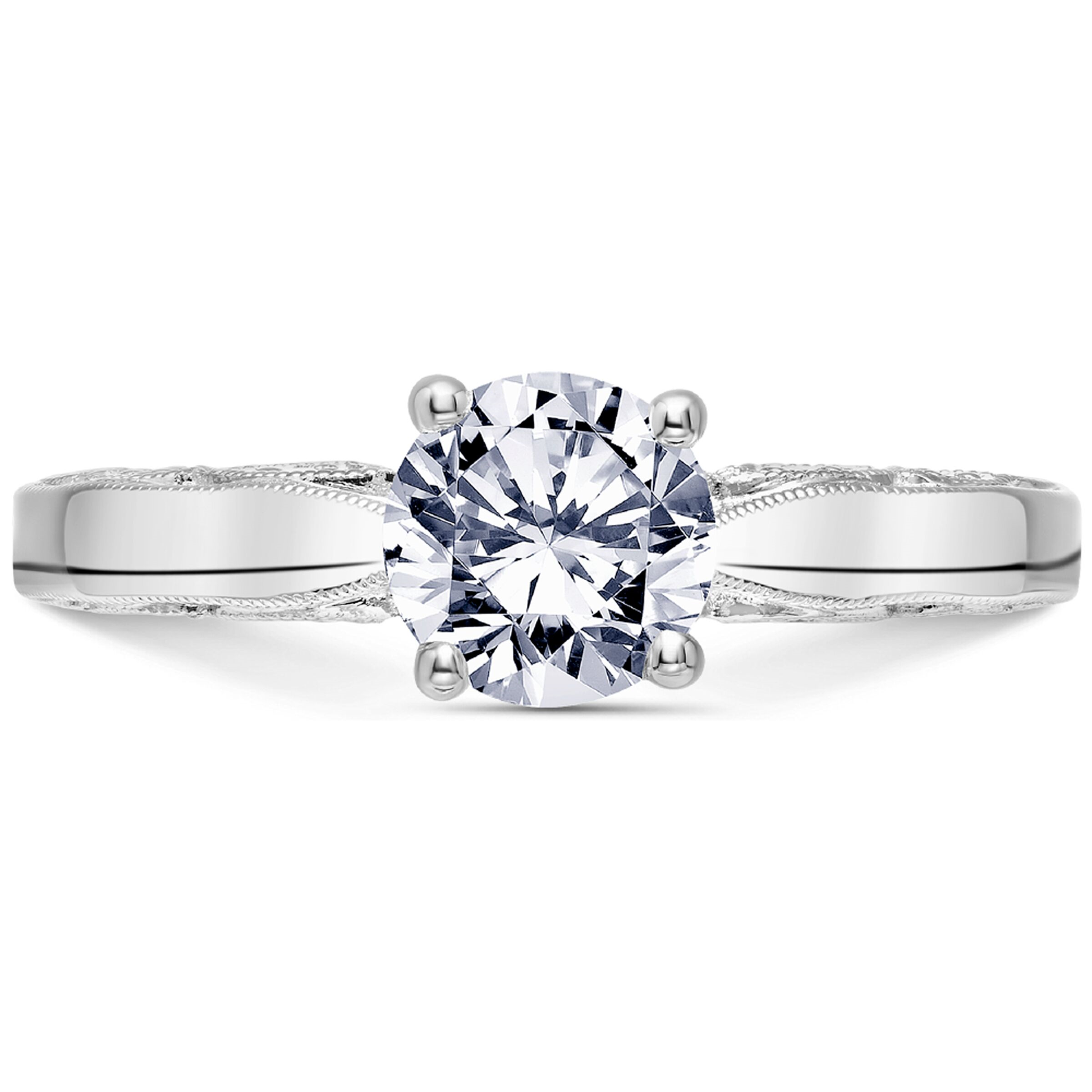 Scott Kay Heavens Gates 1/7 ct. tw. Diamond Semi-Mount Engagement Ring with Smooth Band and Outer Diamond front view