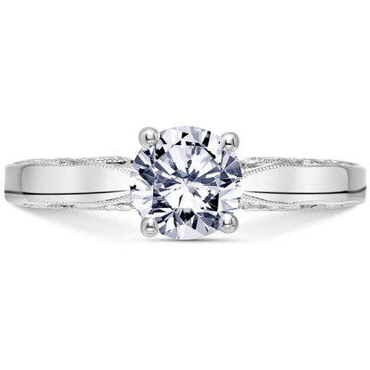 Scott Kay Heavens Gates 1/7 ct. tw. Diamond Semi-Mount Engagement Ring with Smooth Band and Outer Diamond front view