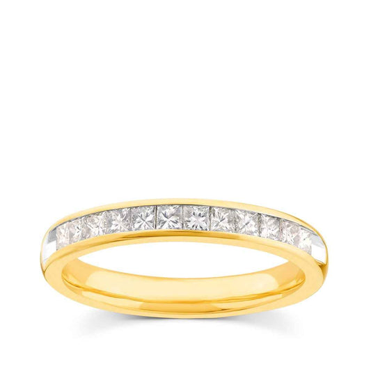 1/2 ct. tw. Princess Cut Diamond Channel Set Anniversary Band in 14K Yellow Gold