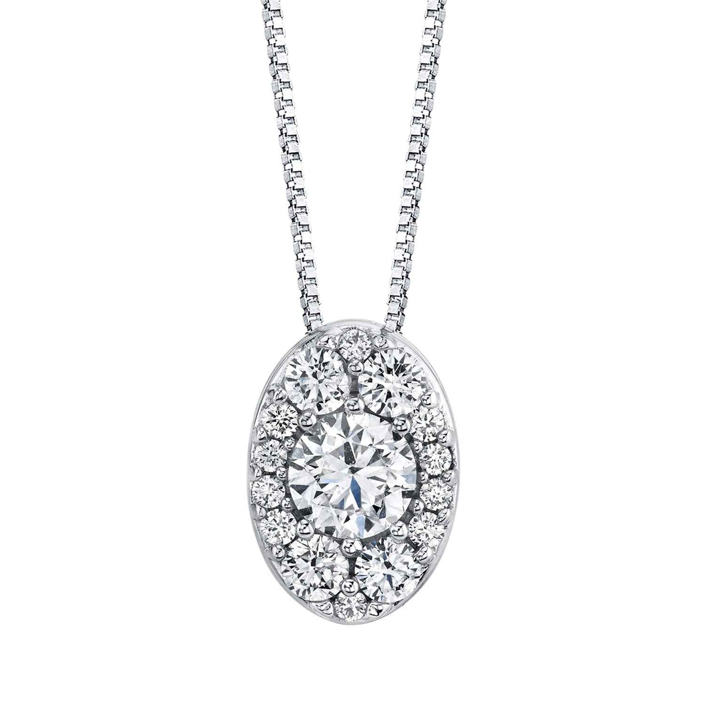 Sirena 1 ct. tw. Round Diamond Pendant with Cluster Designed Halo in 14K White Gold