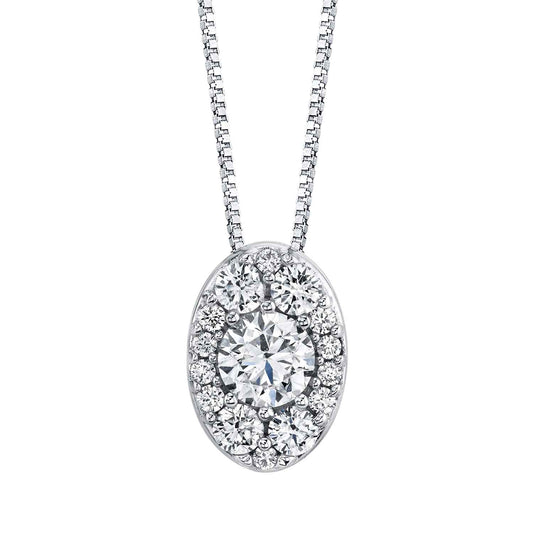 Sirena 1 ct. tw. Round Diamond Pendant with Cluster Designed Halo in 14K White Gold