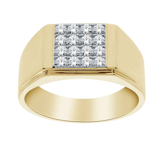1/2 ct. tw. Men's Square Cluster Diamond Ring in 10K Yellow Gold