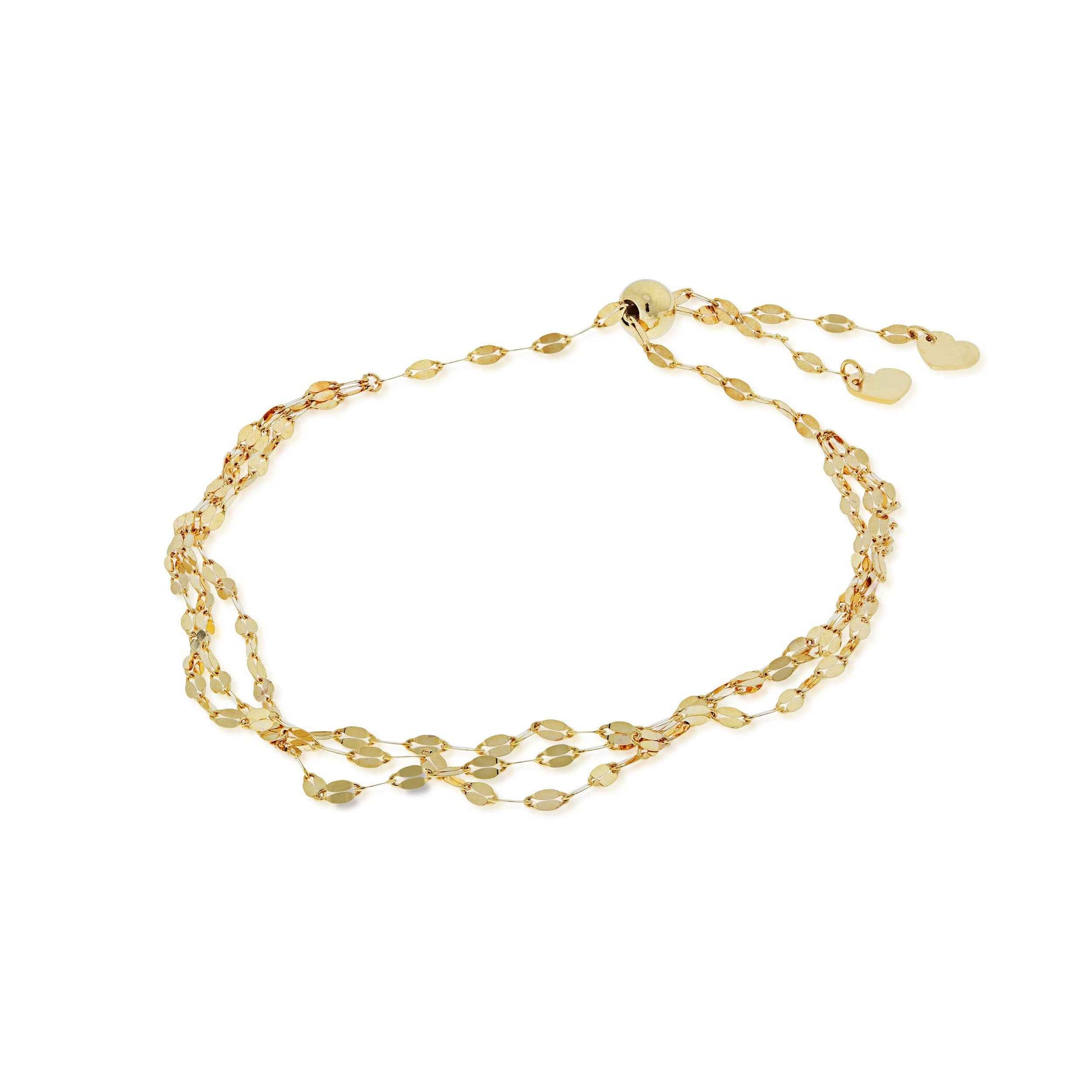 3-Strand Mirror Chain Bolo Bracelet in 10K Yellow Gold