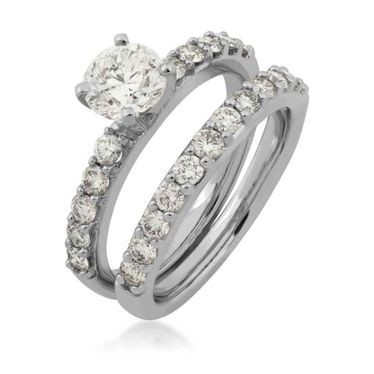 Natural 2 ct. tw. Round Brilliant Diamond Wedding Set in 14K White Gold close-up detail (2)
