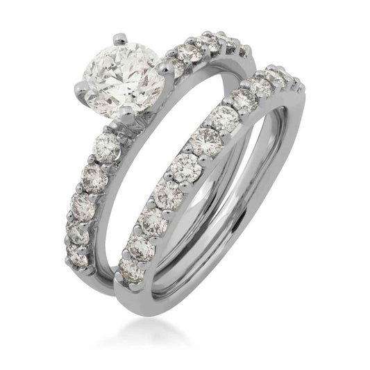 Natural 2 ct. tw. Round Brilliant Diamond Wedding Set in 14K White Gold close-up detail (2)