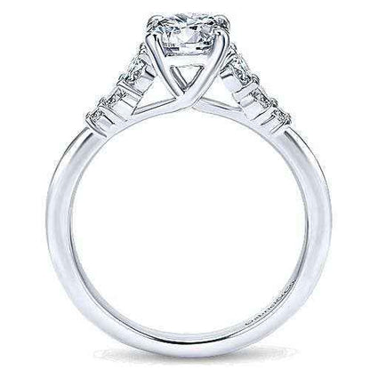 Gabriel & Co. .25 ct. Round Semi-Mount Engagement Ring with Tapered Side Diamonds in 14K White Gold front view