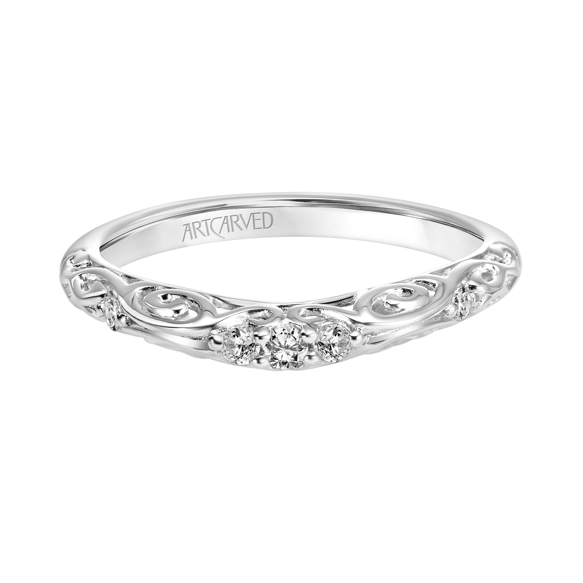 ArtCarved 1/10 ct. tw. Classic Diamond Wedding Band in 14K White Gold