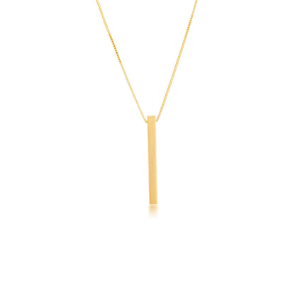 18-inch Engraveable Sliding Vertical Bar Fashion Pendant in 10K Yellow Gold front view
