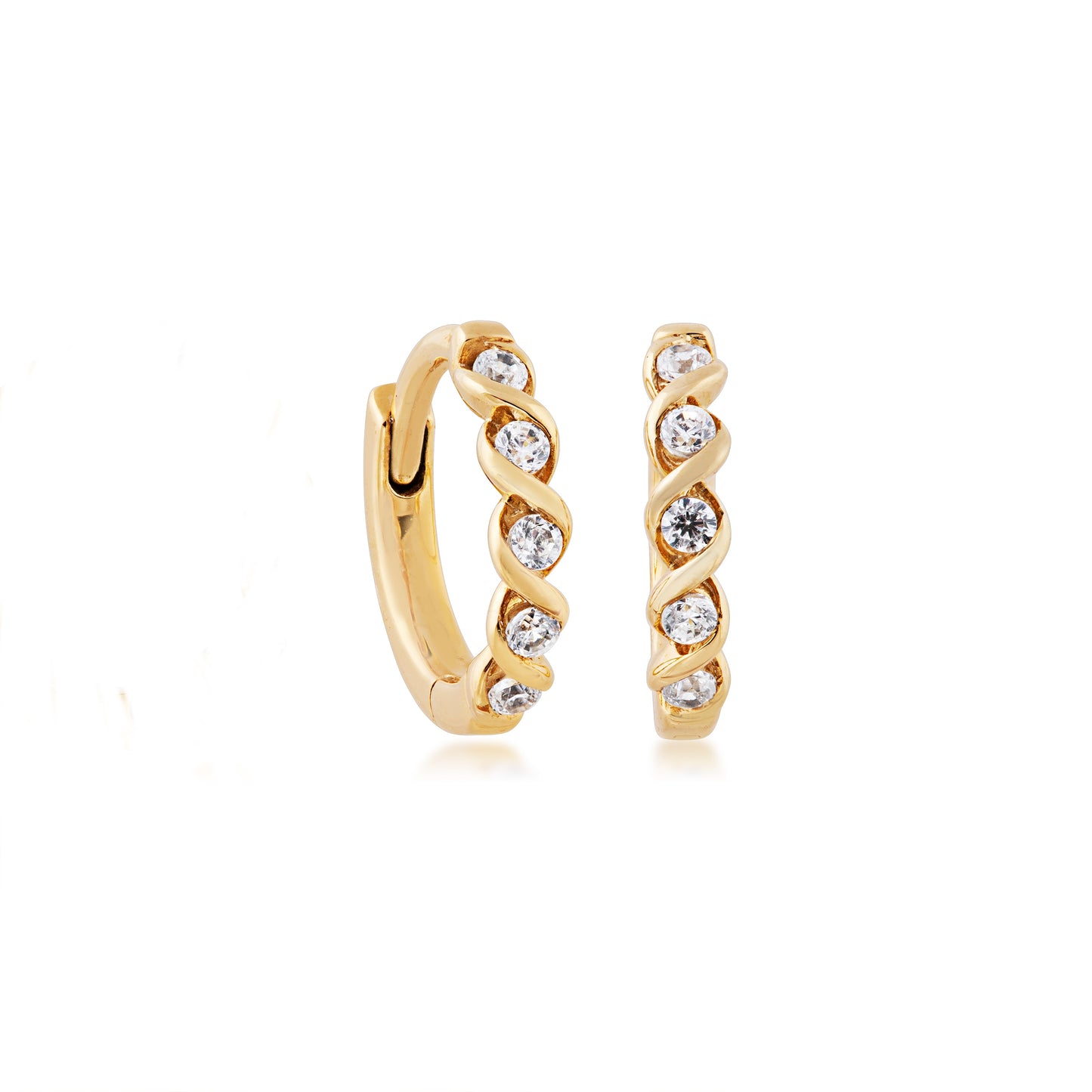 1/10 ct. tw. Diamond Fashion Huggie Hoop Earrings in 10K Yellow Gold