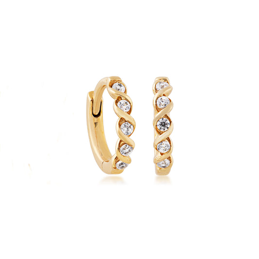 1/10 ct. tw. Diamond Fashion Huggie Hoop Earrings in 10K Yellow Gold