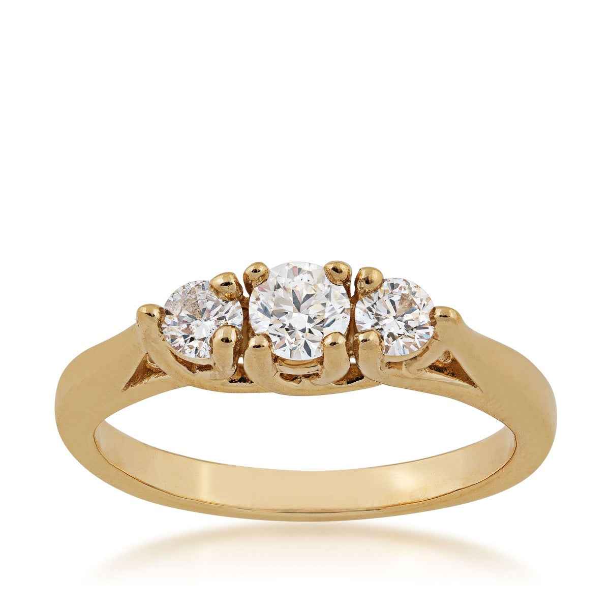 1/2 ct. tw. 3-Stone Round Brilliant Diamond Anniversary Ring in 14K Yellow Gold