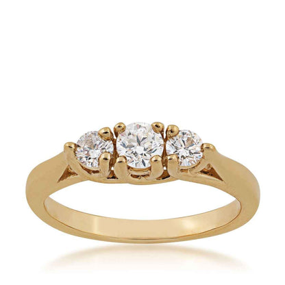 1/2 ct. tw. 3-Stone Round Brilliant Diamond Anniversary Ring in 14K Yellow Gold