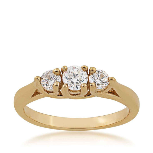 1/2 ct. tw. 3-Stone Round Brilliant Diamond Anniversary Ring in 14K Yellow Gold