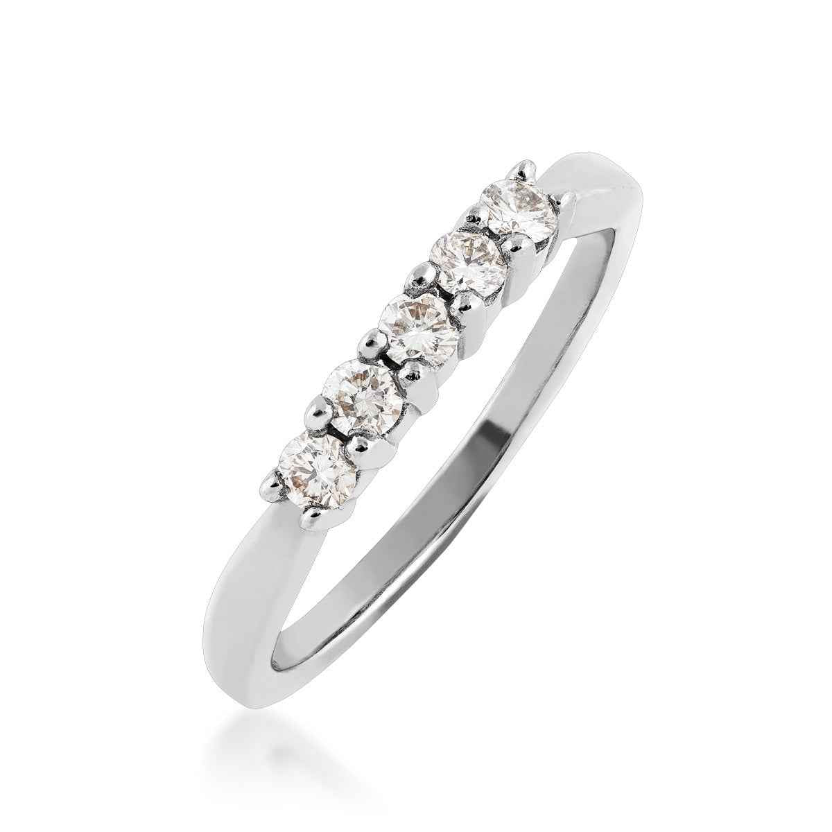 1/4 ct. tw. 5-Stone Round Brilliant Diamond Anniversary Band in 14K White Gold front view