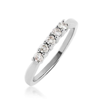 1/4 ct. tw. 5-Stone Round Brilliant Diamond Anniversary Band in 14K White Gold front view