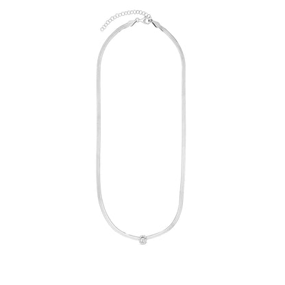 CZ Initial G Pendant on Herringbone Chain in Sterling Silver front view