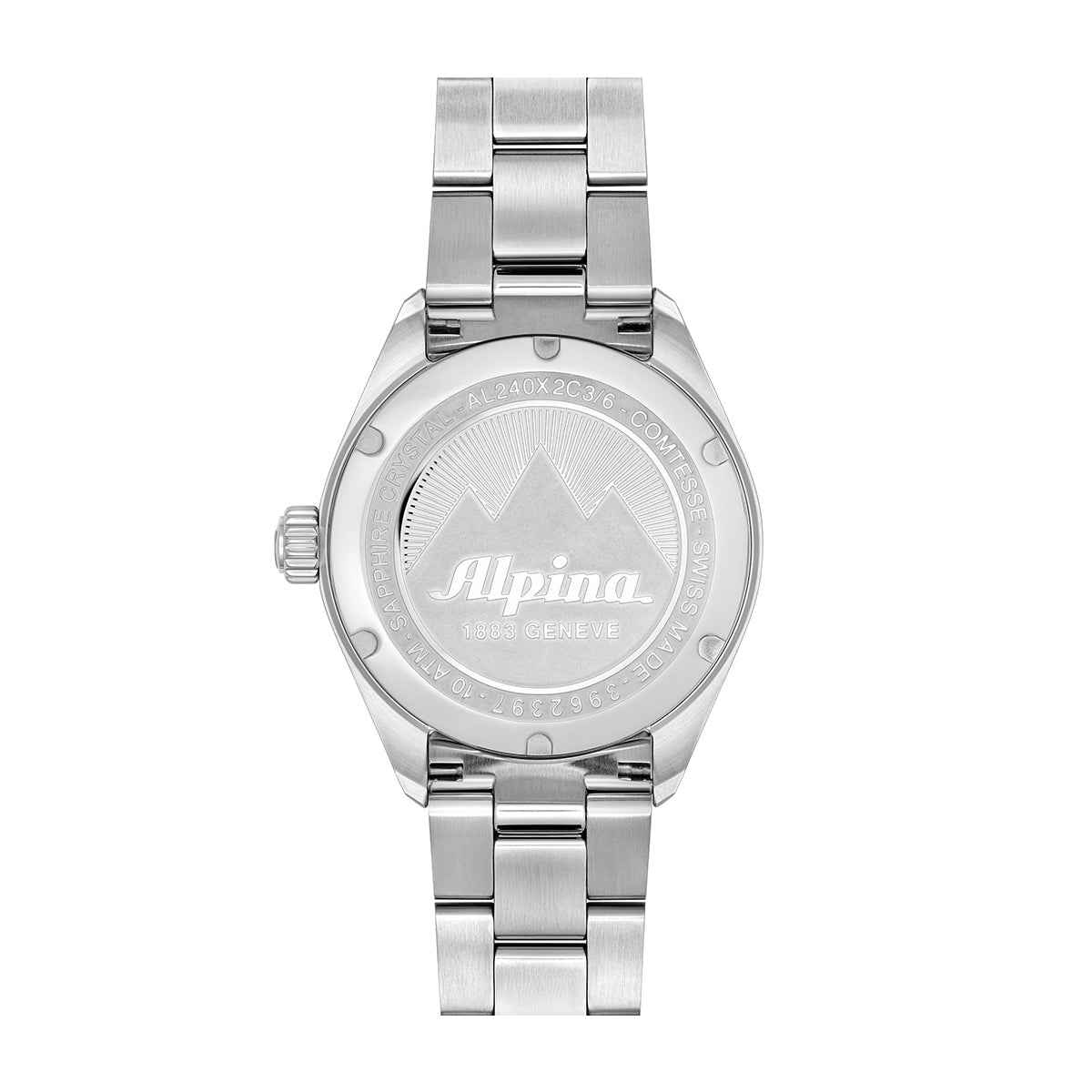Alpina Ladies' Alpiner Comtesse Quartz Stainless Steel Watch with Green Dial close-up detail