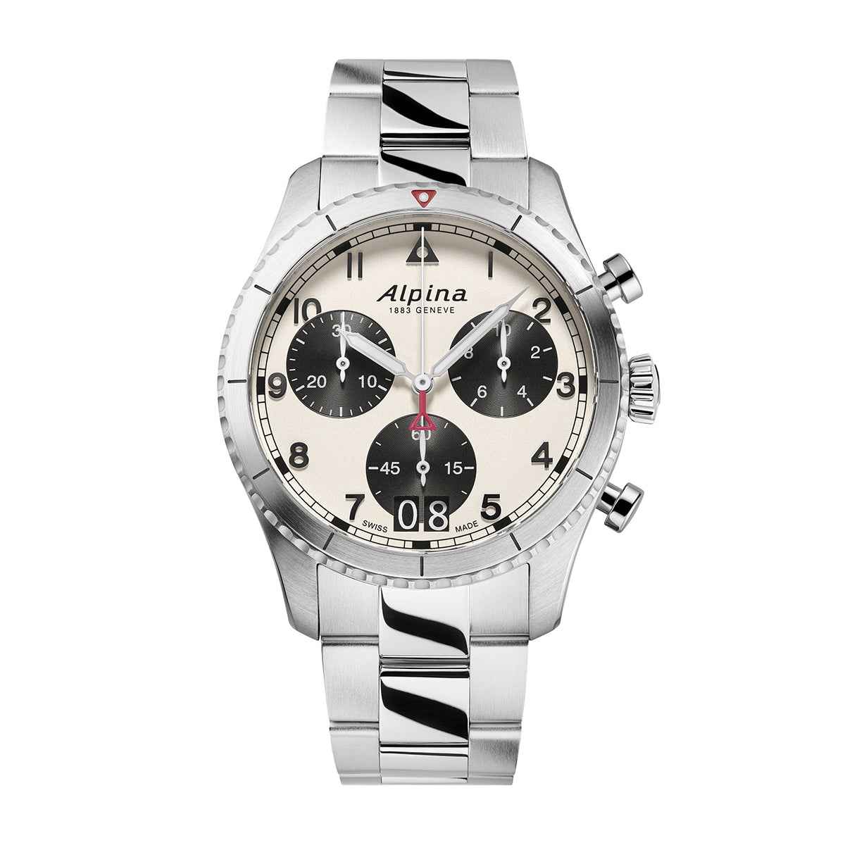 Alpina Men's Startimer Pilot Quartz Chronograph Stainless Steel Watch with Cream Dial