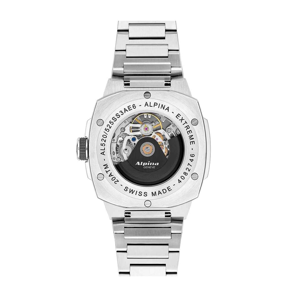 Alpina Men's Alpiner Extreme Skeleton Automatic Stainless Steel Watch with Gray Dial close-up detail