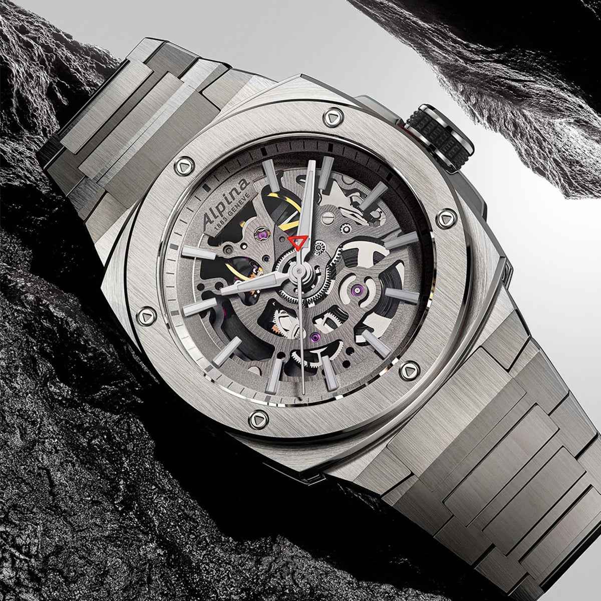 Alpina Men's Alpiner Extreme Skeleton Automatic Stainless Steel Watch with Gray Dial side profile