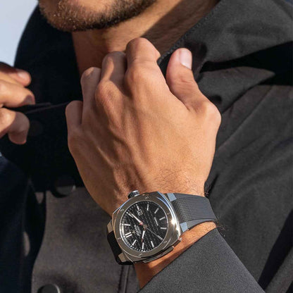 Alpina Men's Alpiner Extreme Automatic Stainless Steel Watch with Black Dial & Rubber Strap side profile