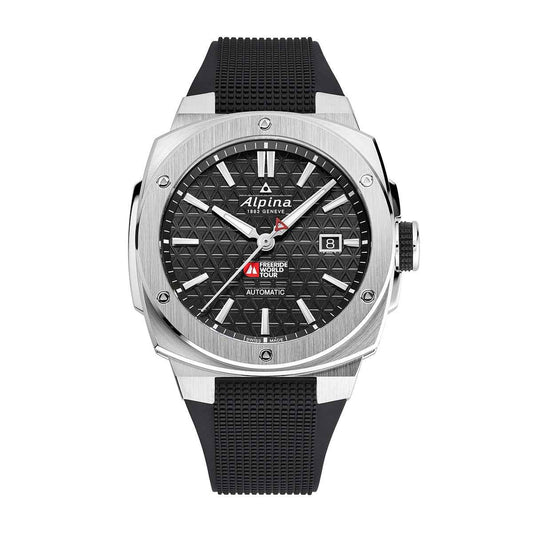 Alpina Men's Alpiner Extreme Freeride Automatic Stainless Steel Watch with Black Dial & Rubber Strap