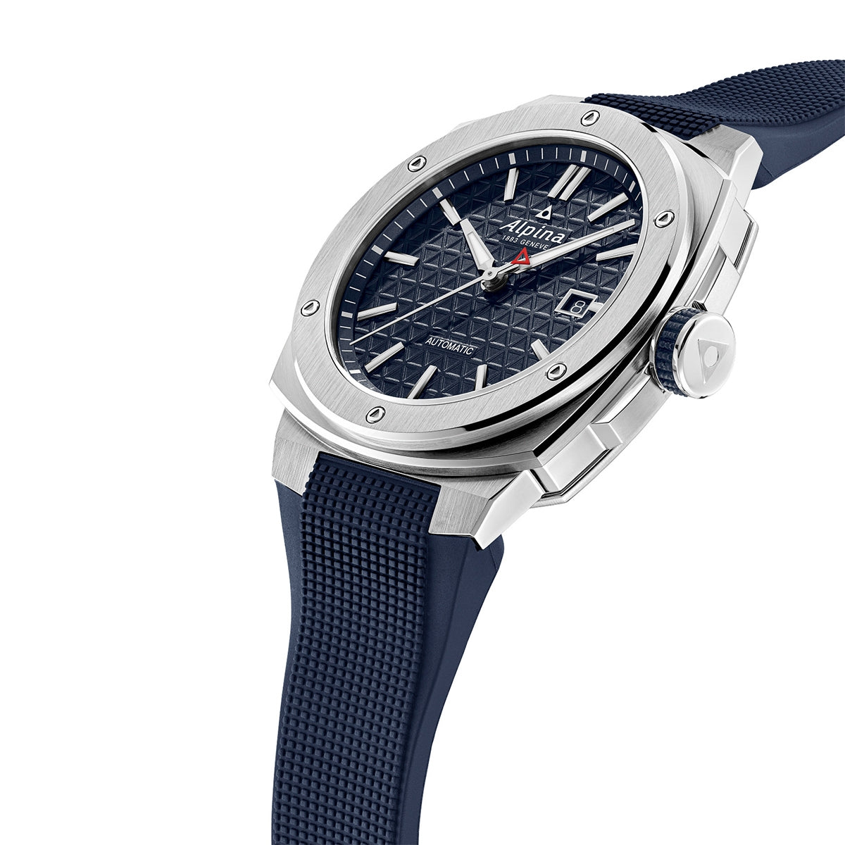 Alpina Men's Alpiner Extreme Automatic Stainless Steel Watch with Blue Dial & Rubber Strap front view