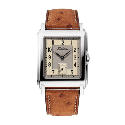 Alpina Heritage Carree Automatic Stainless Steel Watch with Silver Dial & Brown Leather Strap