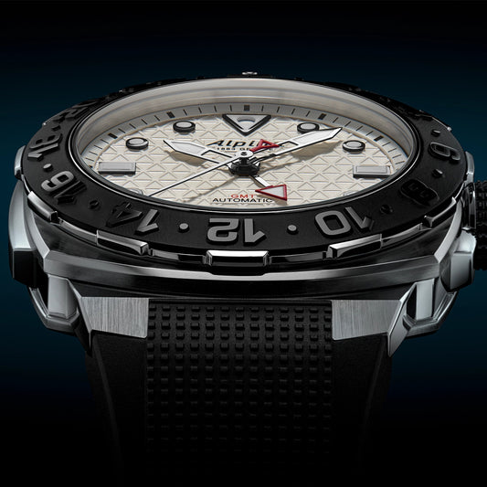 Alpina Men's Seastrong Diver Extreme Automatic Stainless Steel Watch with Black Dial & Rubber Strap close-up detail