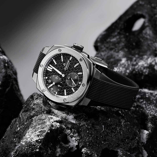 Alpina Men's Alpiner Extreme Regulator Automatic Stainless Steel Watch with Black Dial & Rubber Strap side profile