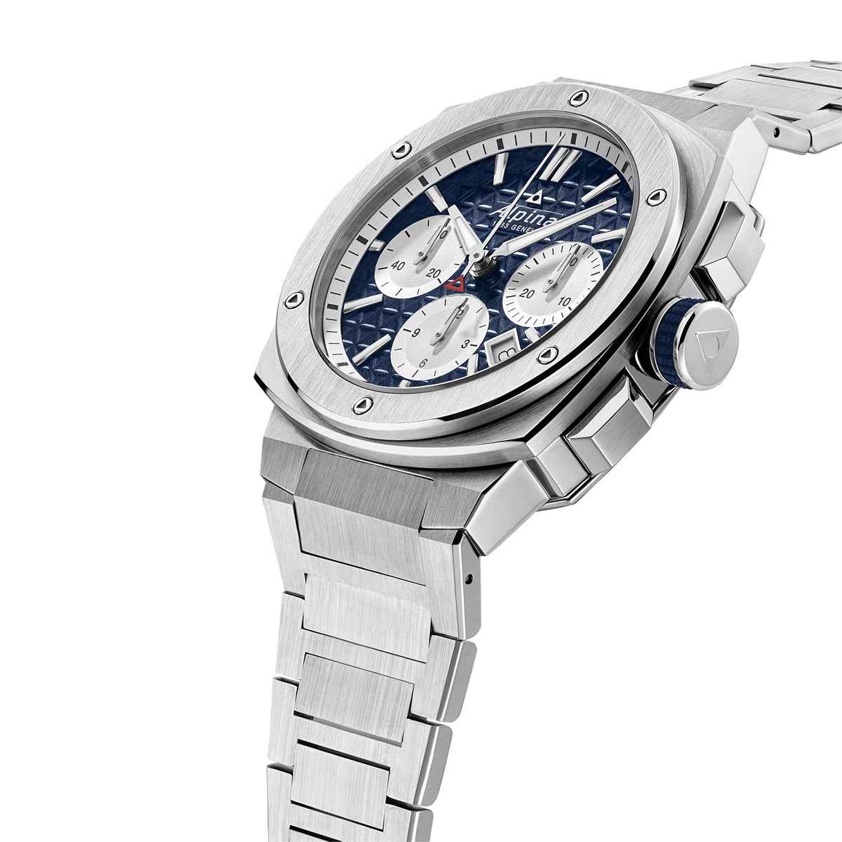 Alpina Men's Alpiner Extreme Chronograph Automatic Stainless Steel Watch with Blue Dial front view
